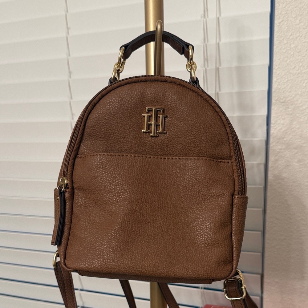 Brown Leather Tommy Hilfiger Mini Backpack